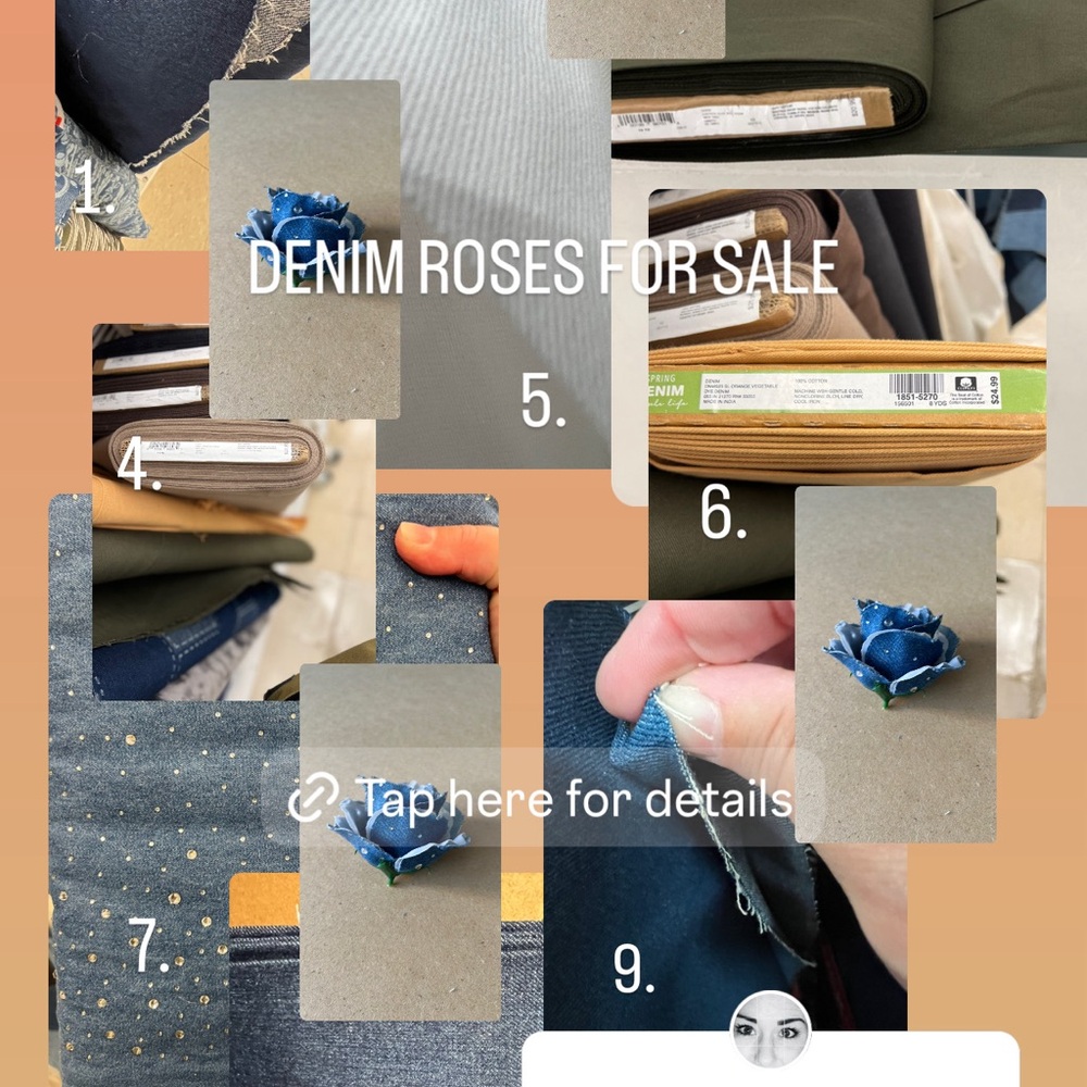 Project Denim Rose, white or blue denim handcrafted denim rose - Picture 6 of 6